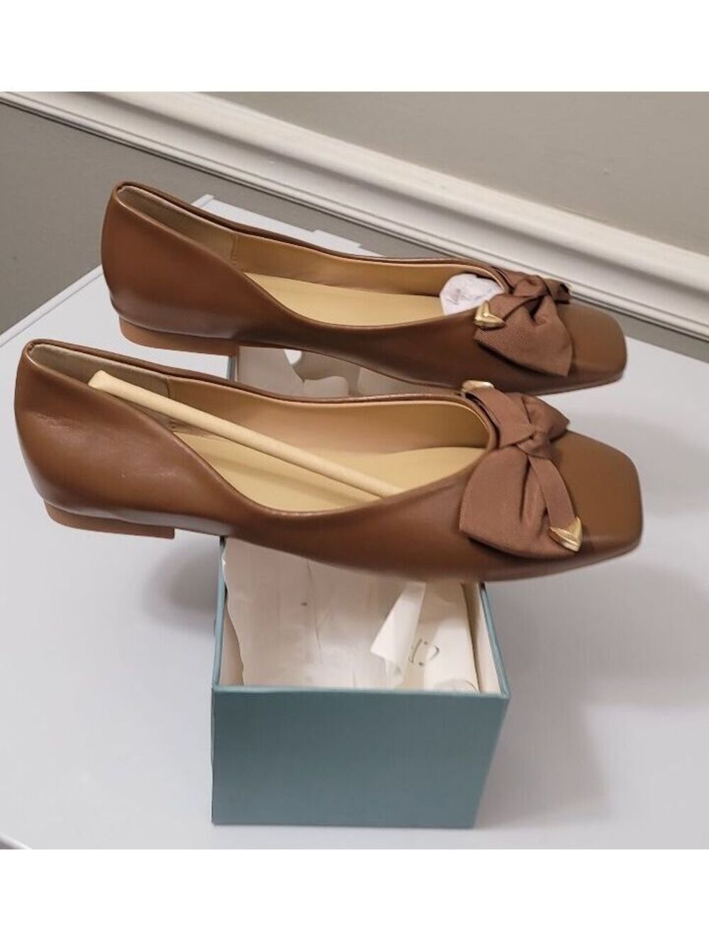 C.Paravano Brown Leather Ballerina Eva Bow Flats Women's Shoes EU Size 39.5